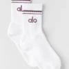 Calcetines unisex de caña media estilo retro - Blanco/Plum Kiss