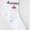 Calcetines unisex de caña media estilo retro - Blanco/Rojo «Summer Romance»