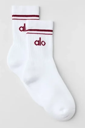 Calcetines unisex de caña media estilo retro - Blanco/Rojo «Summer Romance»