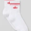 Calcetines unisex de caña media estilo retro - Blanco/Rojo vivo