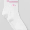 Calcetines unisex de caña media estilo retro - Blanco/rosa corazón de caramelo