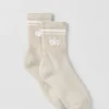 Calcetines unisex de caña media estilo retro - Gris avena jaspeado/Blanco