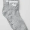 Calcetines unisex de caña media estilo retro - Gris jaspeado deportivo/Blanco