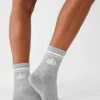 Calcetines unisex de caña media estilo retro - Gris jaspeado deportivo/Blanco