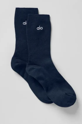 Calcetines unisex de caña media y diseño discreto - Azul marino