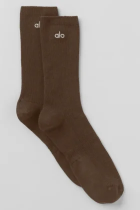 Calcetines unisex de caña media y diseño discreto - Espresso