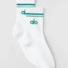 Calcetines unisex de estilo retro, de caña media - Blanco/Isla Esmeralda
