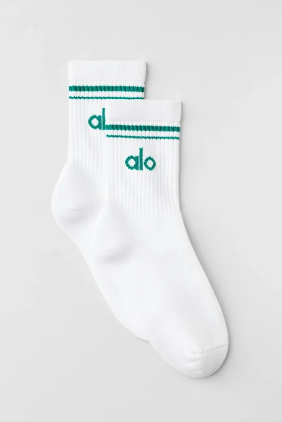 Calcetines unisex de estilo retro, de caña media - Blanco/Isla Esmeralda