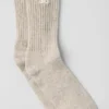 Calcetines unisex de lana y cachemira con efecto escarchado - Café con leche de invierno/marfil