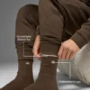 Calcetines unisex de lana y cachemira con efecto escarchado - Marrón espresso jaspeado/marfil