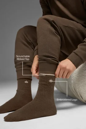 Calcetines unisex de lana y cachemira con efecto escarchado – Marrón espresso jaspeado/marfil