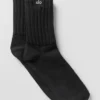 Calcetines unisex de media caña con puño fruncido - Negro