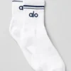 Calcetines unisex de talle medio estilo retro - Blanco/Azul marino