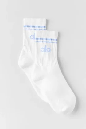 Calcetines unisex de talle medio estilo retro - Blanco/Azul Provenza claro