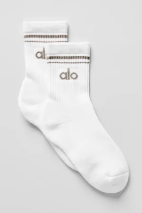 Calcetines unisex de talle medio estilo retro - Blanco/Cacao claro