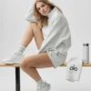 Calcetines unisex de talle medio estilo retro - Blanco jaspeado/Gris