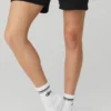 Calcetines unisex de talle medio estilo retro - Blanco/Negro