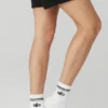 Calcetines unisex de talle medio estilo retro - Blanco/Negro