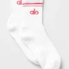 Calcetines unisex de talle medio estilo retro - Blanco/Rojo caramelo