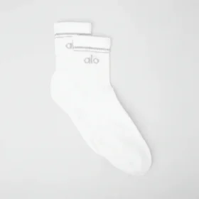 Calcetines unisex de talle medio estilo retro - Blanco/Titanio