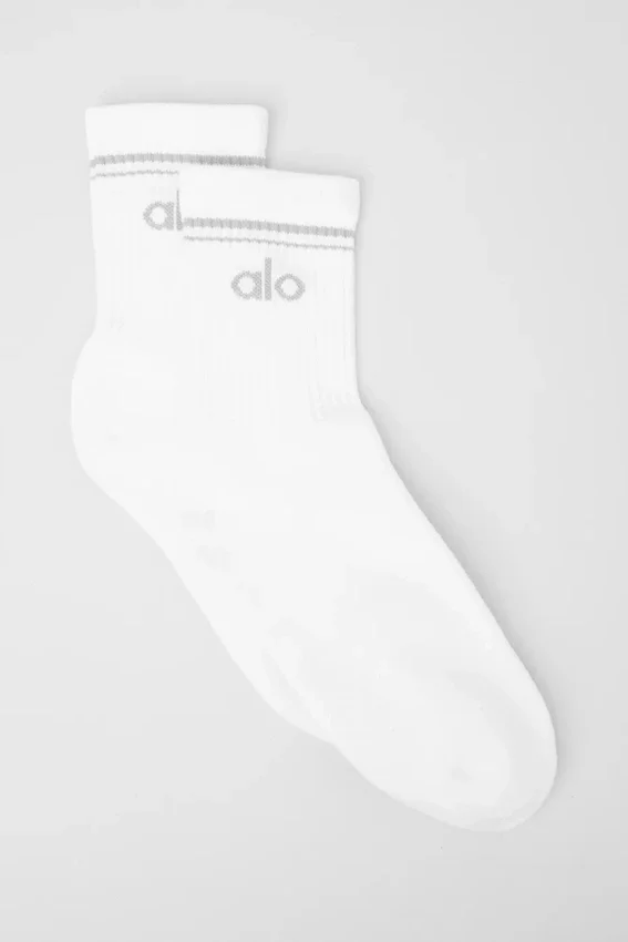 Calcetines unisex de talle medio estilo retro - Blanco/Titanio