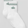 Calcetines unisex de talle medio estilo retro - Blanco/Verde trébol