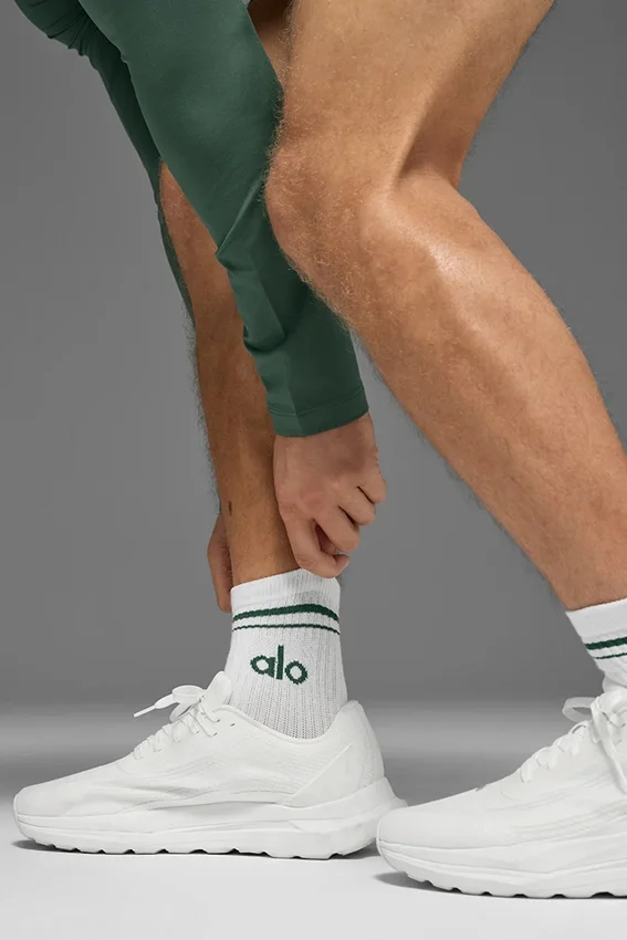 Calcetines unisex de talle medio estilo retro - Blanco/Verde trébol