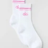 Calcetines unisex de talón medio estilo retro - Blanco/rosa paraíso