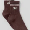 Calcetines unisex de talón medio estilo retro - Marrón piedra/Blanco