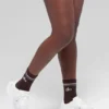 Calcetines unisex de talón medio estilo retro - Marrón piedra/Blanco