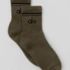 Calcetines unisex de talón medio estilo retro - Olivo/Negro
