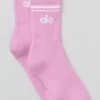 Calcetines unisex de talón medio estilo retro - Rosa corazón de caramelo/Blanco