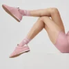 Calcetines unisex de talón medio estilo retro - Rosa vintage/Blanco