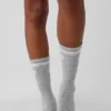 Calcetines unisex «Throwback» - Gris jaspeado deportivo/Blanco