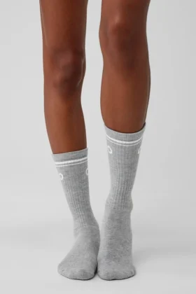 Calcetines unisex «Throwback» – Gris jaspeado deportivo/Blanco