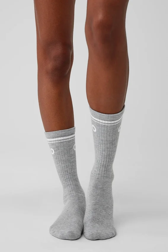 Calcetines unisex «Throwback» - Gris jaspeado deportivo/Blanco