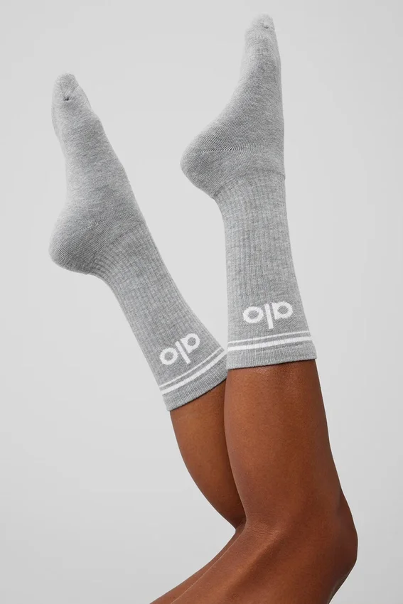 Calcetines unisex «Throwback» - Gris jaspeado deportivo/Blanco