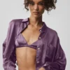 Camisa corta de manga larga con botones «Silk Luminous» - Plum Kiss