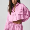 Camisa corta de manga larga con botones «Silk Luminous» - Rosa Candy Heart