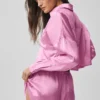 Camisa corta de manga larga con botones «Silk Luminous» - Rosa Candy Heart