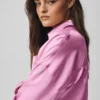 Camisa corta de manga larga con botones «Silk Luminous» - Rosa Candy Heart