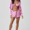 Camisa corta de manga larga con botones «Silk Luminous» - Rosa Candy Heart