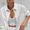 Camisa de algodón «Real Deal» con botones y manga larga - Blanco