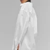 Camisa de algodón «Real Deal» con botones y manga larga - Blanco