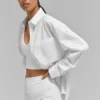 Camisa de algodón «Real Deal» con botones y manga larga - Blanco