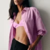Camisa de algodón «Real Deal» con botones y manga larga - Rosa Candy Heart