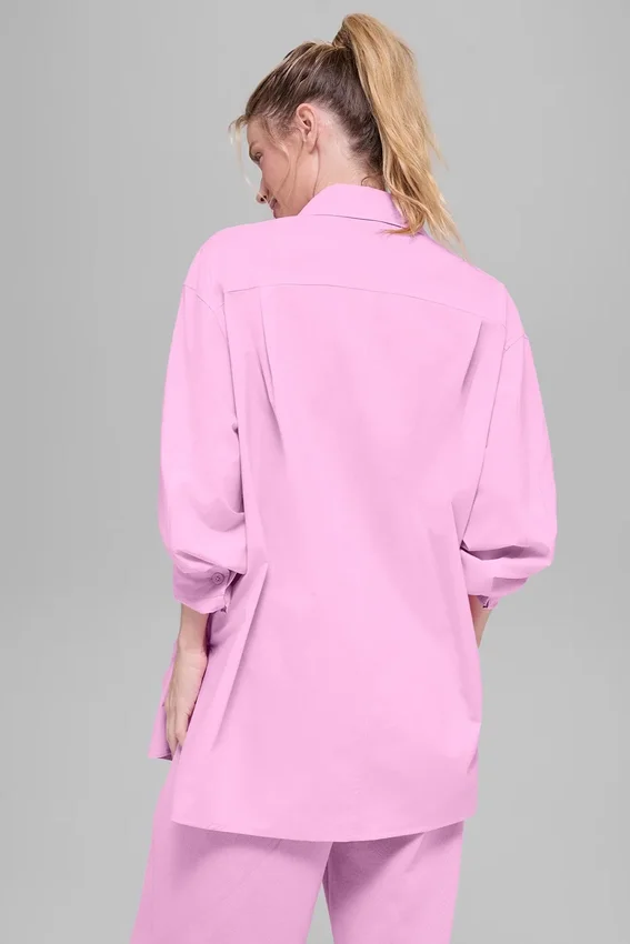 Camisa de algodón «Real Deal» con botones y manga larga - Rosa Candy Heart