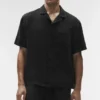 Camisa de lino de manga corta con botones «Linen Days» - Negro