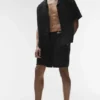 Camisa de lino de manga corta con botones «Linen Days» - Negro