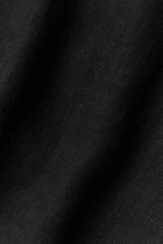 Camisa de lino de manga corta con botones «Linen Days» - Negro